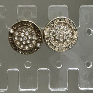 Michael Kors Silver Pavé Logo Round Stud Earrings